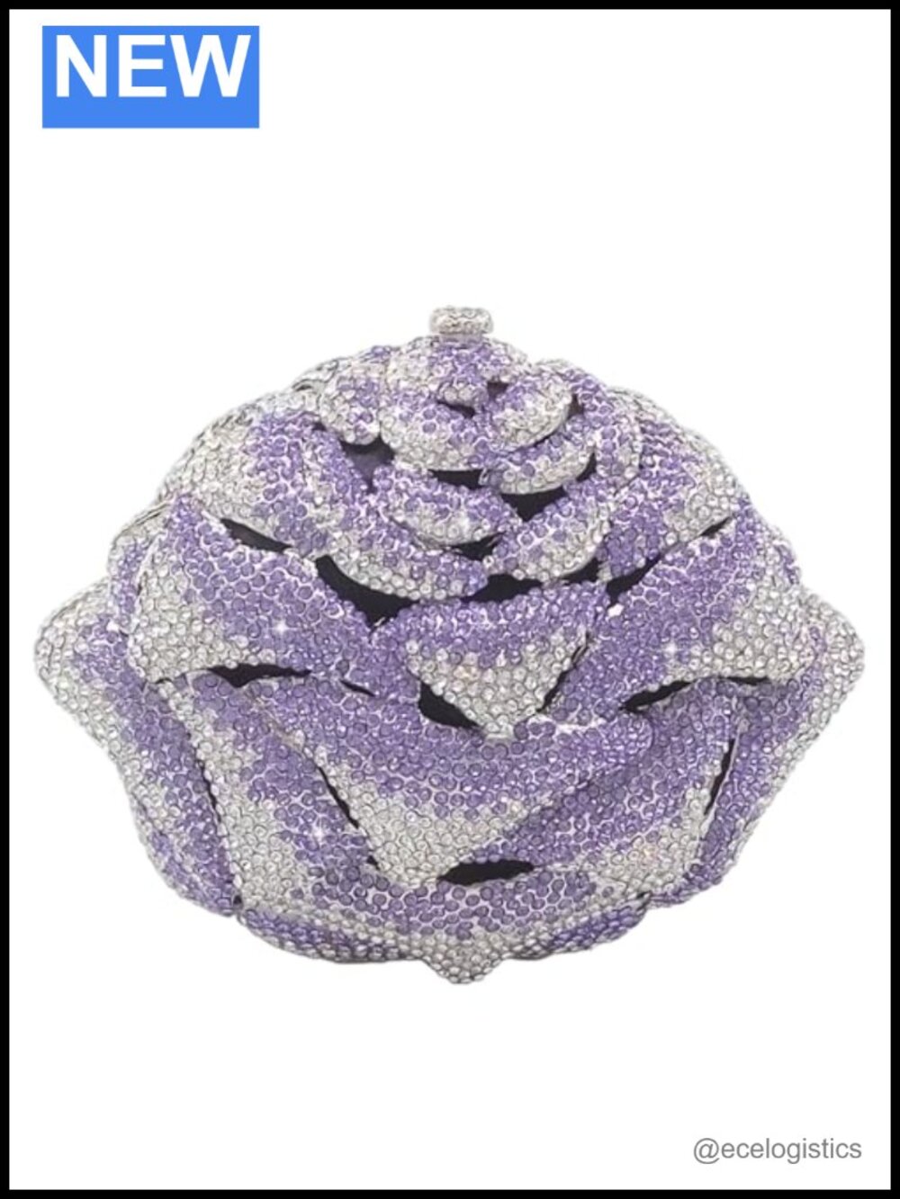 Flower Rhinestone Clutch, Heavy Crystal Evening Bag for Wedding Party Prom